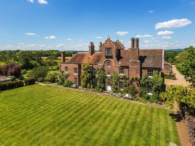 Maybanks Manor sits in an enviable spot in the West Sussex countryside, with views towards Surrey Hills. The property includes 11 bedrooms, six bathrooms and five reception rooms, and retains a wealth of original character. Price: £4,950,000.