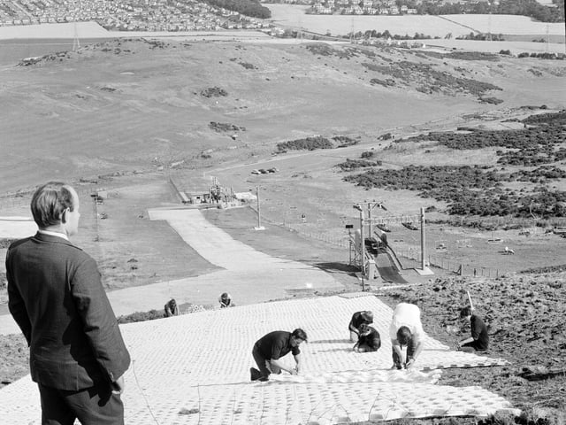 Maore work being carried out on the new extension to Hillend Ski Slope in 1967.