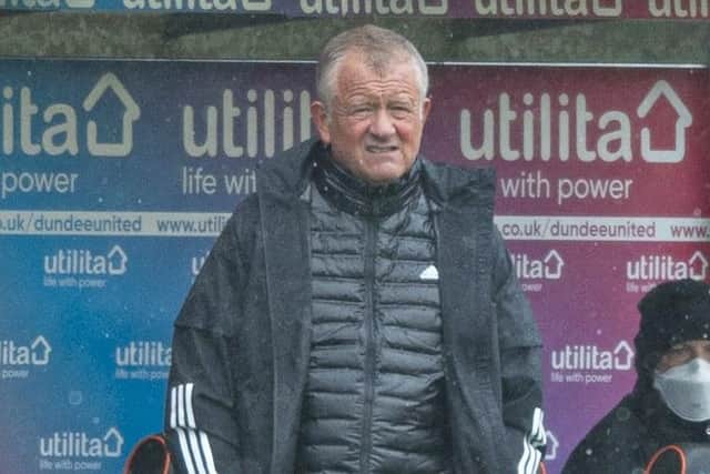 Sheffield United manager Chris Wilder braves Storm Francis at Dundee United: Mark Scates / SNS Group