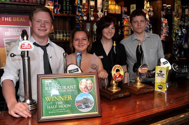 Can you spot anyone you know in our retro pub pictures? The team at the Half Moon from left Danny Taylor, Jen Jaffray, Holly Stancill and Jamie Waring.