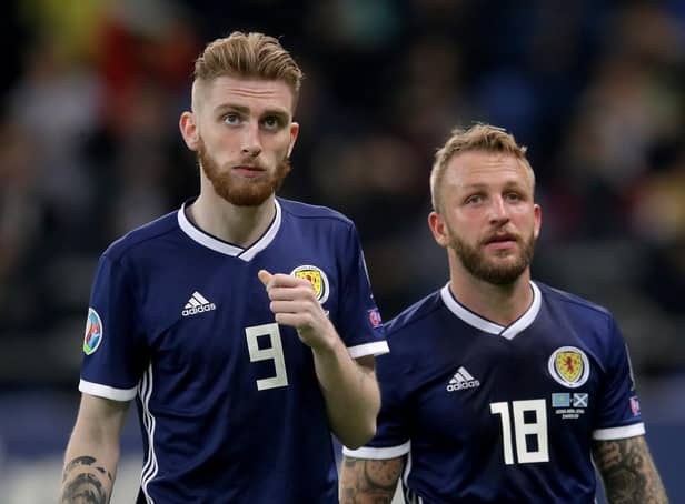 Scotland's Oliver McBurnie (left) and Johnny Russell (right): Adam Davy/PA Wire.
