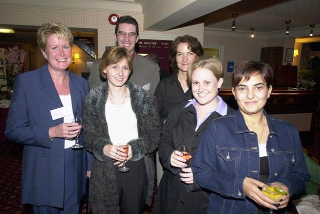 Left to right: Karen Stott, Caroline Hewison, Philip Dunn, Liz Parr, Lindsey Shaw and Davene Smith enjoying a Hospitality Night at the Beauchief Hotel in September 2000