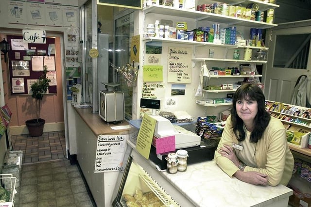 Pictured is Corinne Lakin in the Rivelin Valley Post Office shop, July 2000