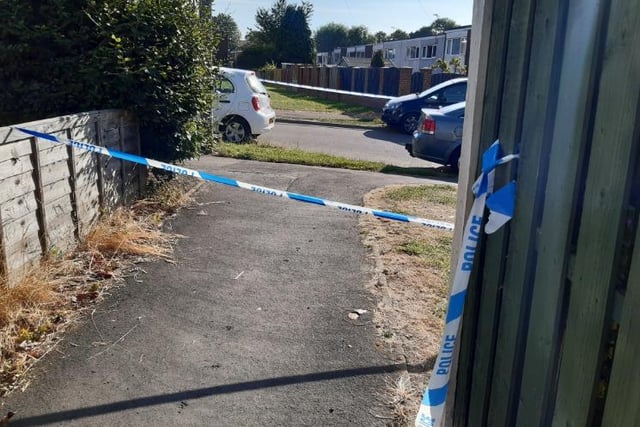 The scene at Whte Thorns Drive, Batemoor, Sheffield today, as police carry out investigations into the shooting on Friday night (July 15)