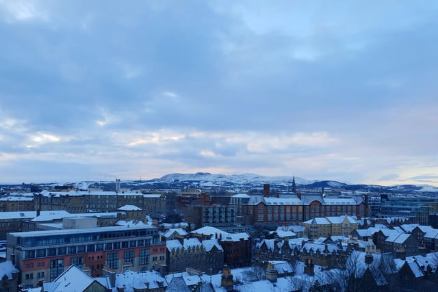 This one was taken from Edinburgh Castle looking out over the snowy hills and the Grassmarket - taken by @LauScotland.