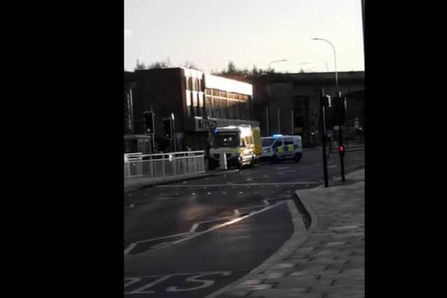 A woman in her 30s was hit by a car on Savile Street, near The Wicker in Sheffield earlier this evening. Credit: Zee Hussain.