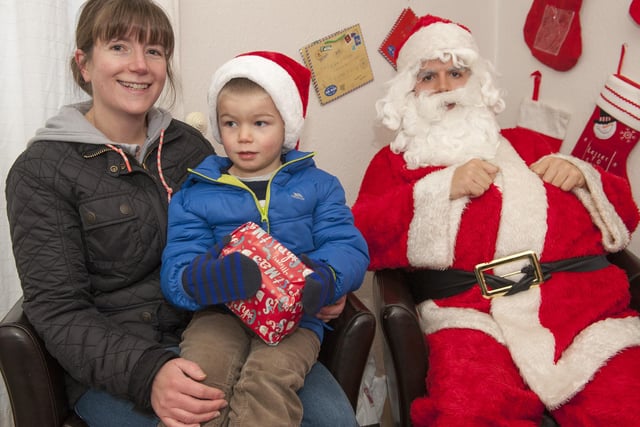 Whirlow Hall Farm Christmas Fayre. Harrison Pallett meets Santa in his grotto
