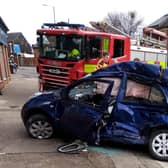 A blue Nissan Micra was wrecked on Abbeydale Road today (March 17) following a serious collision with a red HGV lorry. No one was seriously hurt in the crash.
