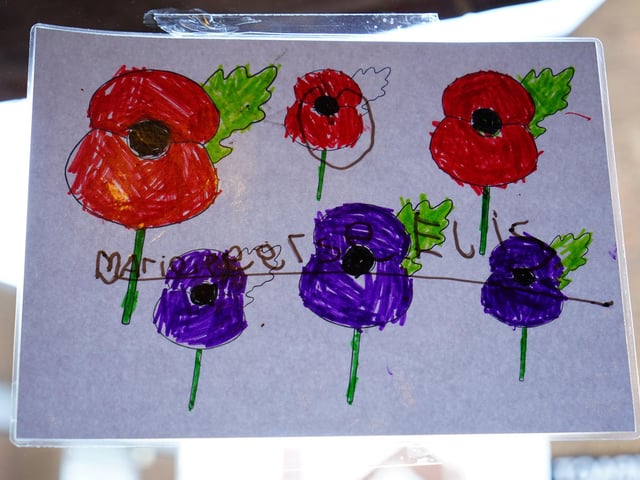 The children's artwork will be displayed throughout this week.