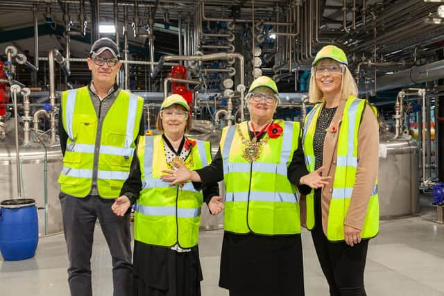 From left: Ian Salibury, operations manager, Coun Jackie Satur, Coun Sioned-Mair Richards, Lord Mayoress of Sheffield, and Jane Ryder, vice president and general manager Sherwin Williams.