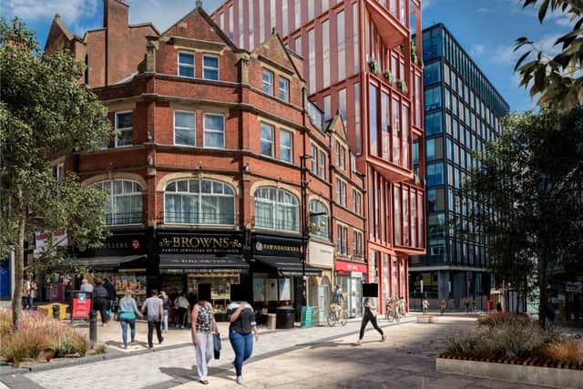 How the original 10 storey tower would look on Charles Street. The design has since been reduced to seven storeys (image: Grantside)