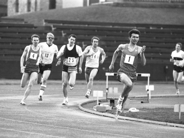 Tom Ritchie wins the 1000m at Meadowbank stadium in Edinburgh in January 1990.