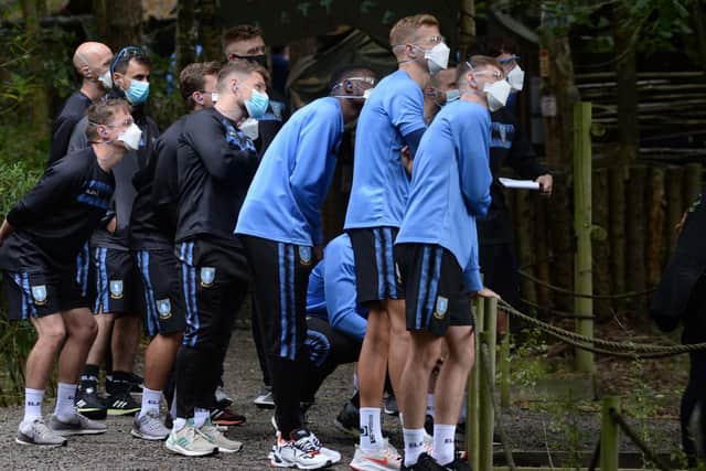 Sheffield Wednesday players enjoy some team building exercises during their Midlands training camp.