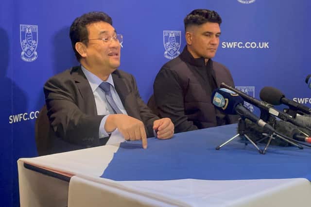 Sheffield Wednesday chairman Dejphon Chansiri at the unveiling of new boss Xisco Munoz