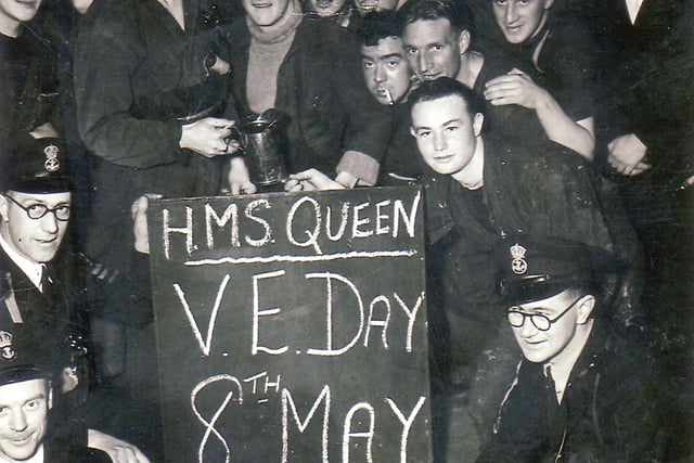 Celebrations aboard the aircraft carrier HMS Queen 1945 in this picture, submitted by K Wright of Sheffield S13