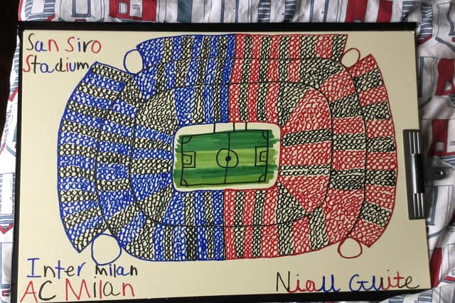Niall Guite is taking commissions and has drawn some of the big international team stadiums as well including the homes to Inter Milan FV, Hamburg SV, Sevilla FC, plus The Olympic Stadium of Athens