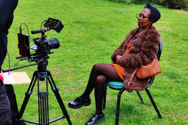 Participant Maureen films her story in Sheffield 
