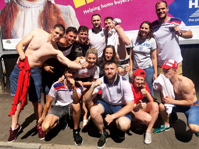 England fans outside Walkabout in Sheffield during England's World Cup match against Panama, on June 24, 2018