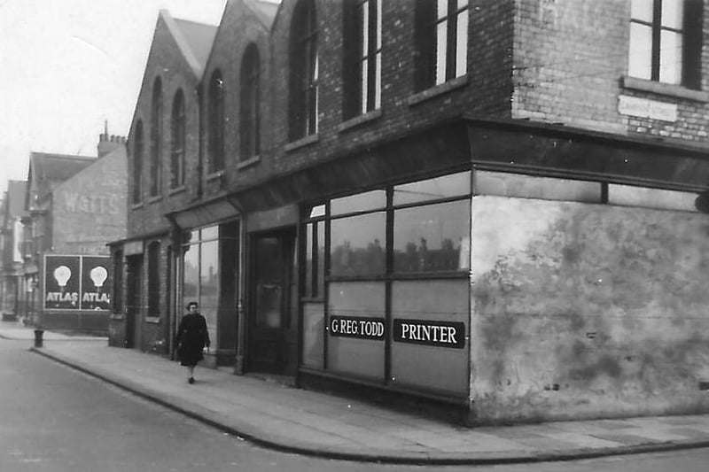G. Reg. Todd Printer's on the corner of Park Road and Campion Street. It later became Mason's Garage and Watson's Dance Academy. Photo: Hartlepool Library Service.