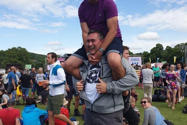 Richard Aldous sent this photo of him with a friend - they were also trying to reach new heights.