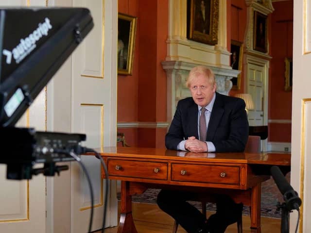 Prime Minister Boris Johnson records his televised message to the nation released on May 10 (Photo: No 10 Downing Street via Getty Images)