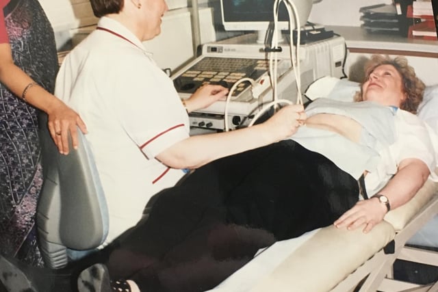 A mum to be undergoes an ultrasound atthe hospital in October 1996.