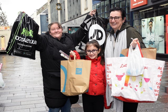 Joanne Metcalf from Pallion along with Dawn Tyzack and Olivia Mea, eight, have been hitting the shops in preparation for the big day.