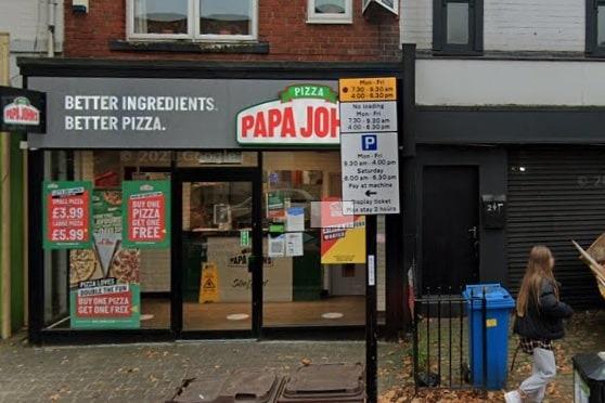 Papa John's in Sheffield, Ecclesall Road have also been given the five star food hygiene rating.