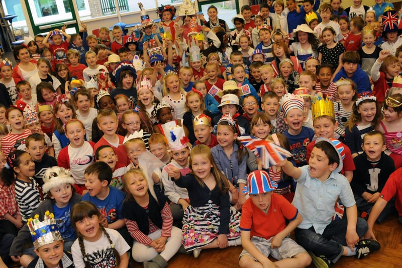 Pupils at Saints Peter and Paul's RC Primary School celebrate the Royal Wedding. Does this bring back great memories?