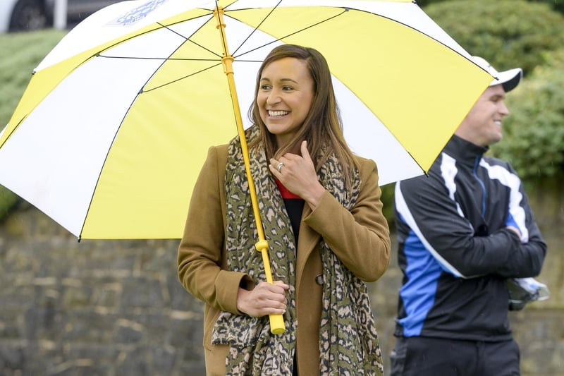 Jess Ennis stalks the putting green at a Dan Walker Golf Day at Hallamshire Golf Club in Sheffield in aid of the Sheffield Children's Hospital Charity