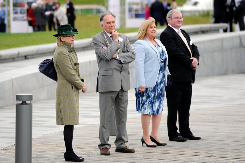 Local dignitaries awaited the arrival of the Princess Royal.