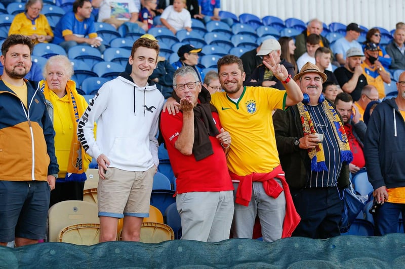 Mansfield Town fans in the stands ahead of their side's defeat to Preston North End.