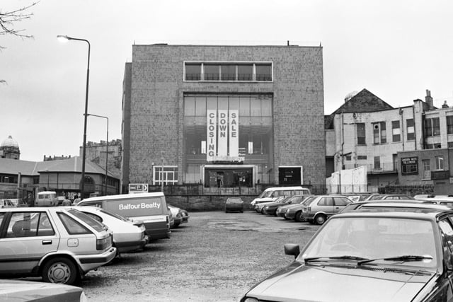 Goldbergs department store in Edinburgh, which closed in February 1990.  It was demolished six years later.