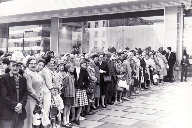Part of the large crowd waiting for the opening of Cole Brothers' new store in Barker's Pool, Sheffield by the Lord Mayor, Ald Isidore Lewis, on September 17, 1963
