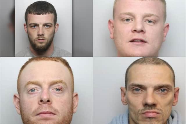 Killers jailed in Sheffield so far this year: 
Top (L-R) - Bradley Ward and Stephen Dunford
Bottom (L-R) Ross Turton and Renars Geslers