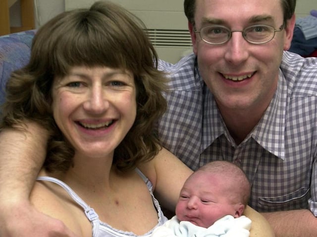 New Year's Day babies at Jessops Hospital, Sheffield. Karen Martin and Chris Lord from Owlthorpe with baby Alexander, born at 9.05am weighing 7lb 2 ozs.