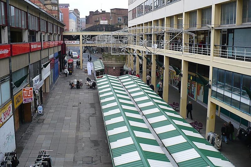 Ken Webster's photograph of the galleries and outdoor stalls at Castle Market