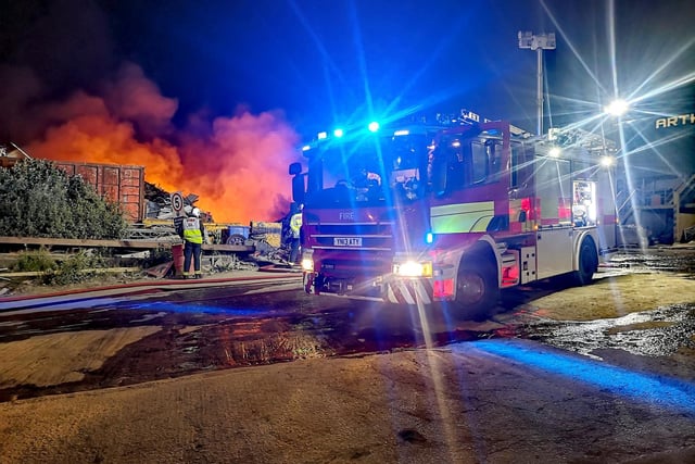 Firefighters tackle the blaze at Arthur's Waste Management in Neepsend.