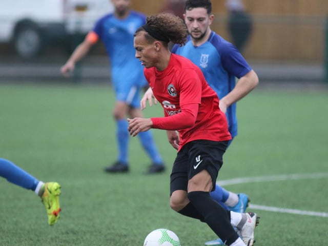 Louis Czerwak on the ball. He would score both of Eastwood's goals.