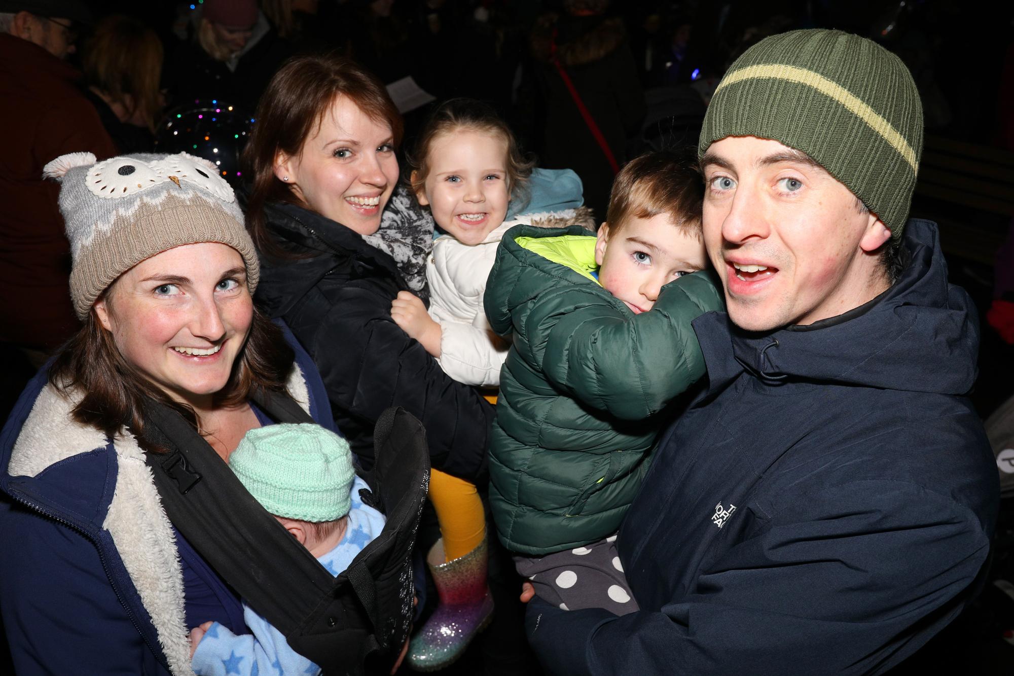 The Bovey-Rogers and Wilkins families. Emsworth Christmas lights switch on, St Peter's Square, EmsworthPicture: Chris Moorhouse   (jpns 031221-46)