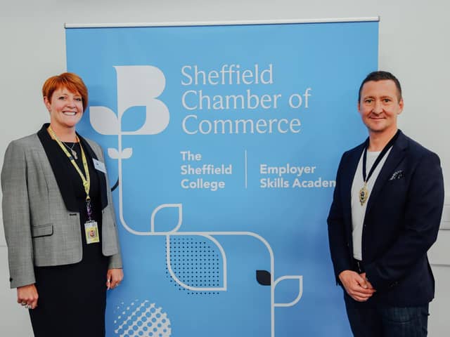 Steve Manley with Angela Foulkes, Chief Executive and Principal, The Sheffield College.