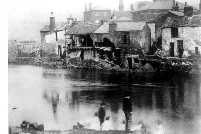 A picture taken a day after the Great Sheffield Flood - March 12, 1864 - shows the ruins at Neepsend Lane