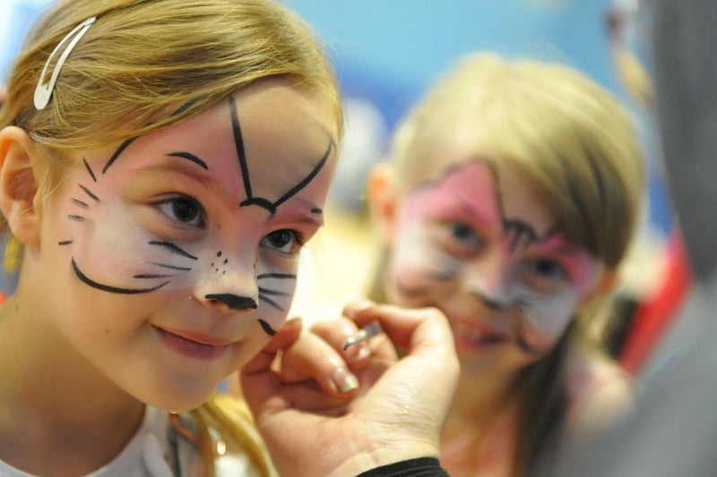 Megan Jackson and Lydia Dixon have their faces painted at a fun day event at Raich Carter Sports Centre in 2017.