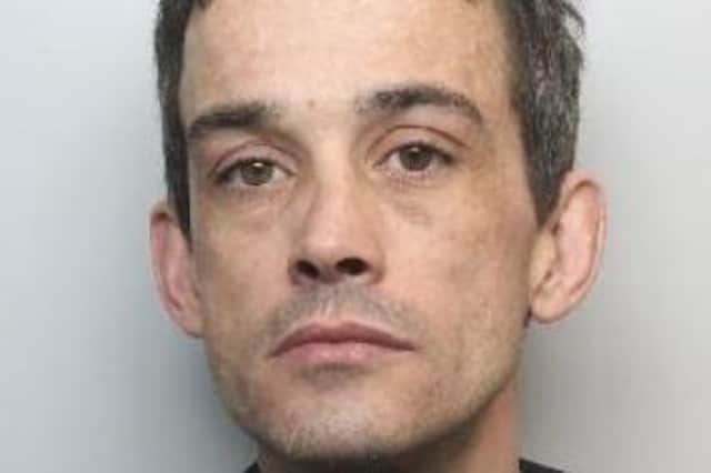 Pictured is Leon Robinson, aged 38, of Middlesex Street, Barnsley, who was sentenced at Sheffield Crown Court to 13 months of custody after he pleaded guilty to sending malicious electronic communications, to using threatening behaviour, and to three counts of assaulting an emergency worker.