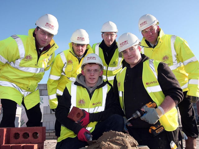 Ryan Senior and Adam Wilkinson brick laying apprentices both worked on the 123-home regeneration development which Lovell is building at Six Streets, Hyde Park, Doncaster, for Doncaster Council in 2012.