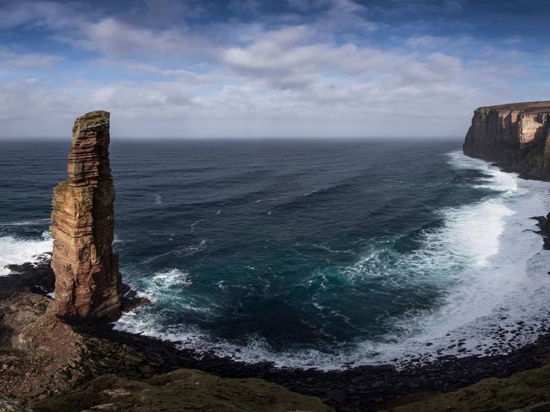 One of many great coastal walks on Orkney, this stunning 9km walk along dramatic cliffs takes you past Rackwick Bay to the famous Old Man of Hoy sea stack.