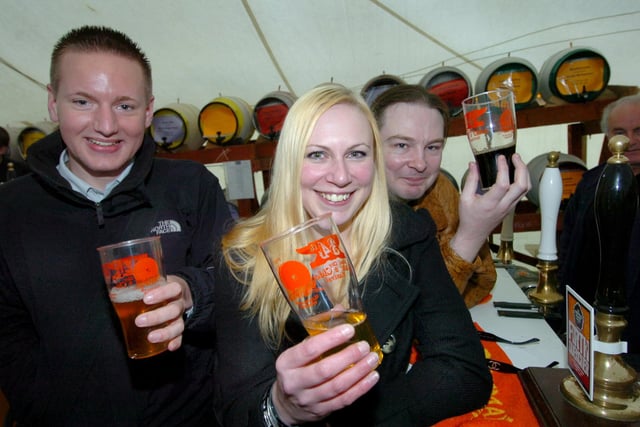 Daniel King, Emma Phillips and Peter Aird at the 34th Steel City Beer Festival at Cemetery Park in 2008