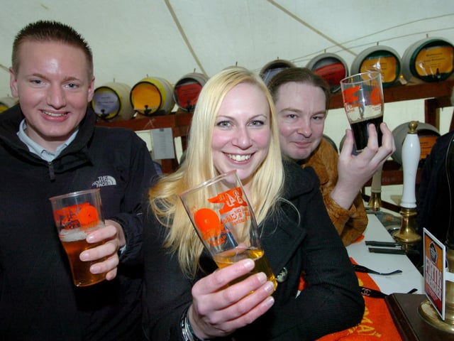 Daniel King, Emma Phillips and Peter Aird at the 34th Steel City Beer Festival at Cemetery Park in 2008