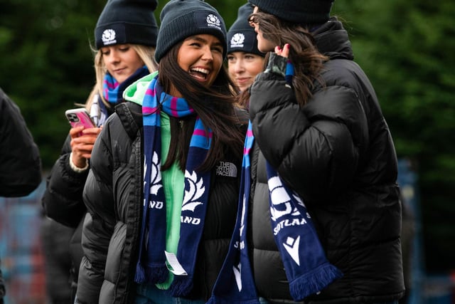 Fans arrive ahead of the Guinness Six Nations match between Scotland and England at BT Murrayfield.  (Photo by Ross Parker / SNS Group)
