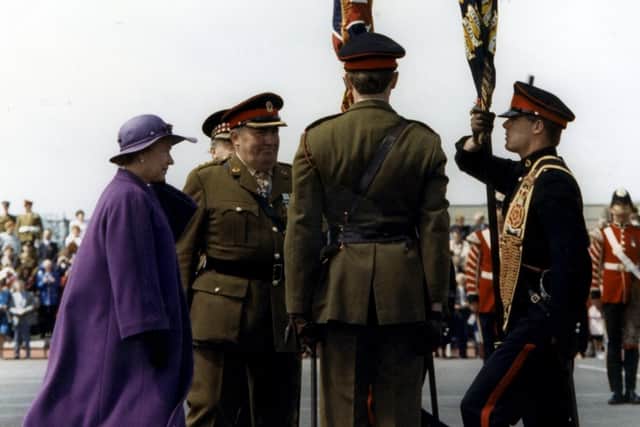 Queen Elizabeth presented the Weeton troop with their new colours in 1990